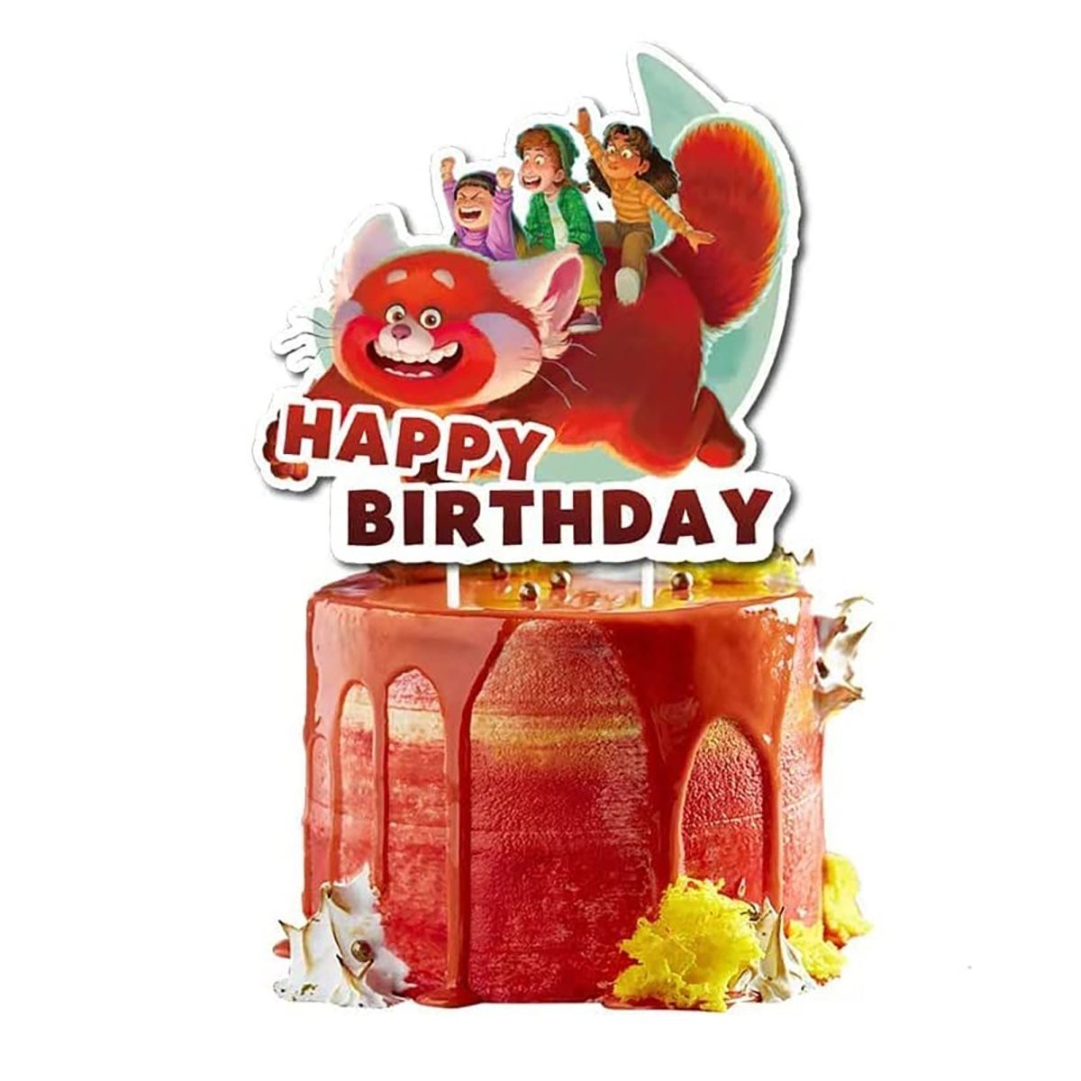 Becoming Red Birthday Cake Topper, Turning Red Inspired, 6 Inches