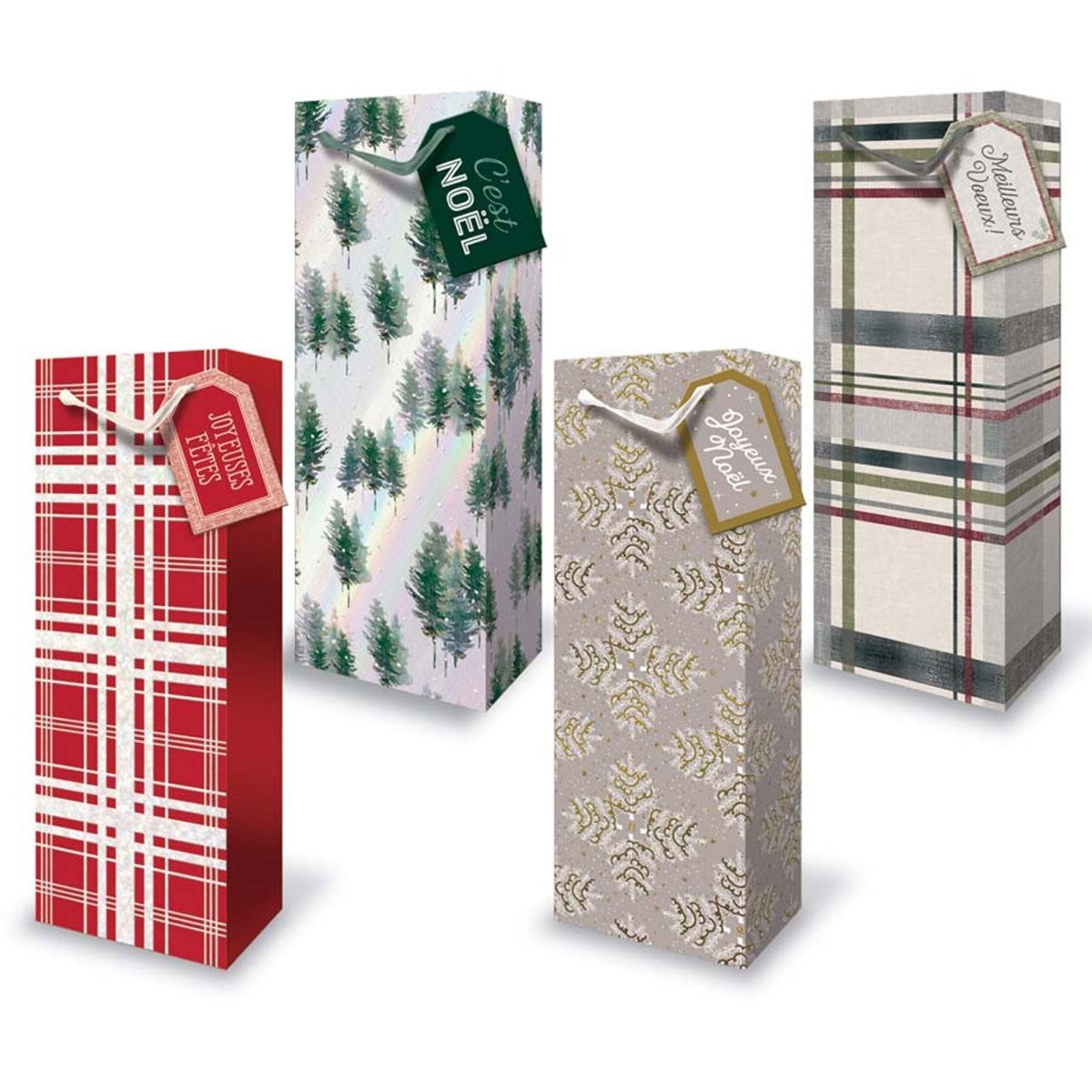 New Arrival Christmas Wine Gift Bag, French Version, Assortment, 1 Count