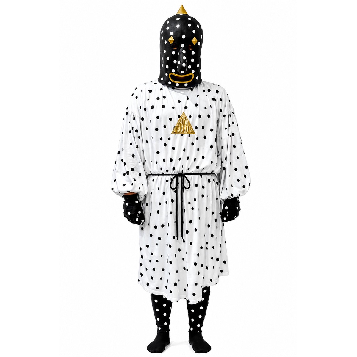 White Polka Dot Attack Costume for Adults, Mask Not Included