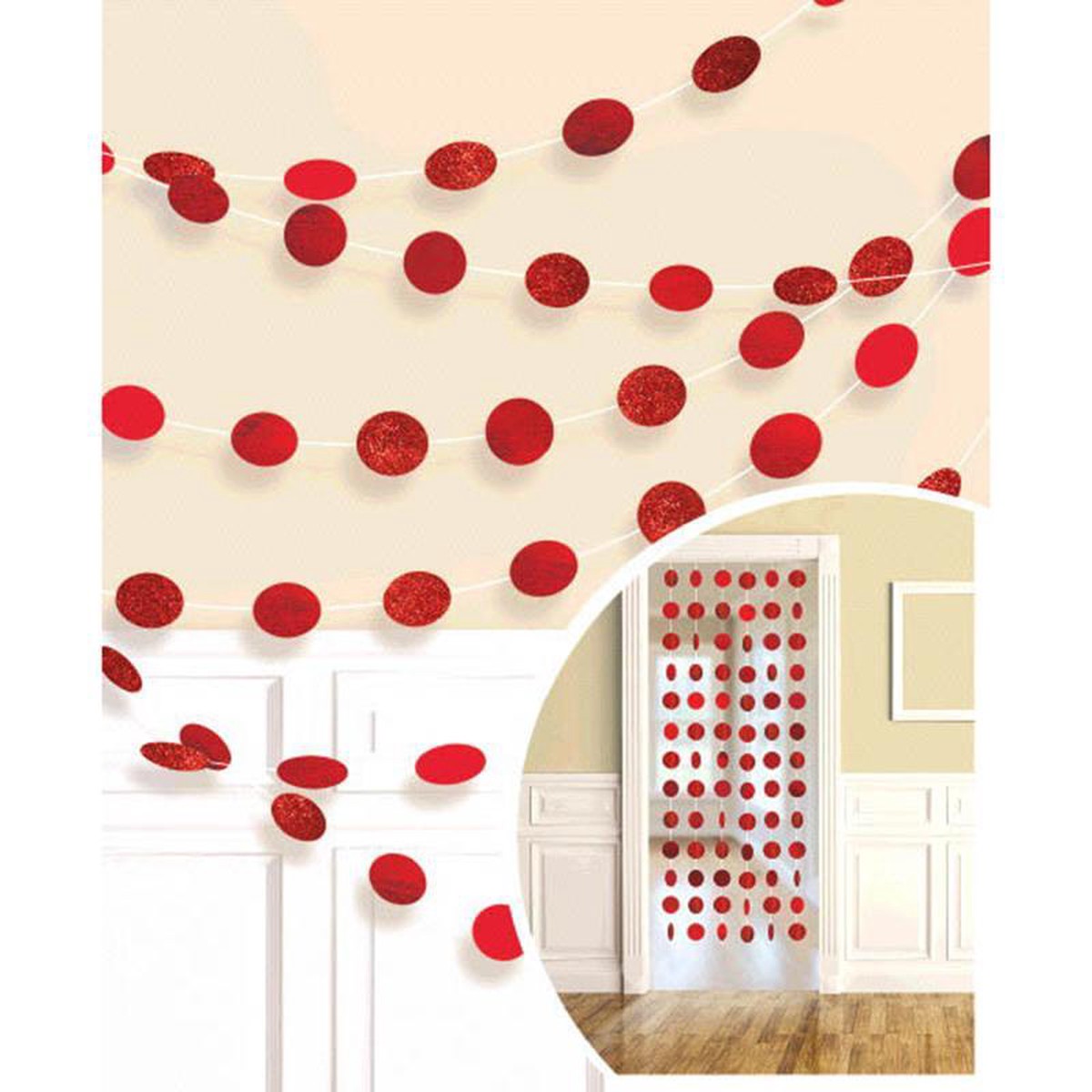 Dots Glitter Garland - Apple Red