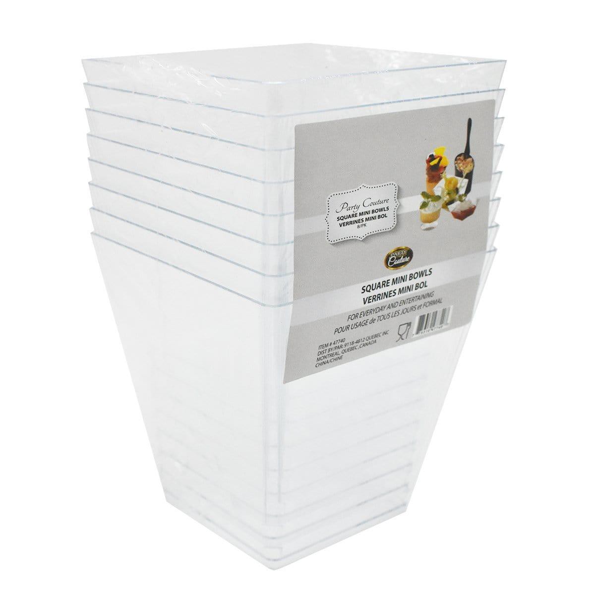 Square Bowls - Clear 8 Per Package
