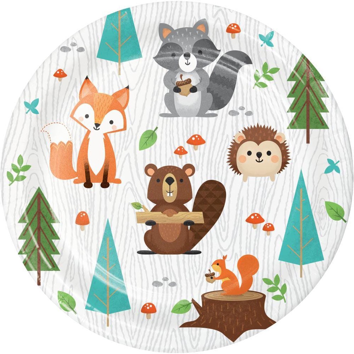 Woodland Animals paper plates 7 inches, 8 per package