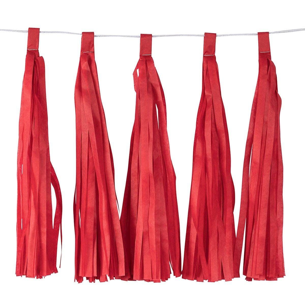 Tassels Garland Silk Paper Assembled 10/Pkg - Red