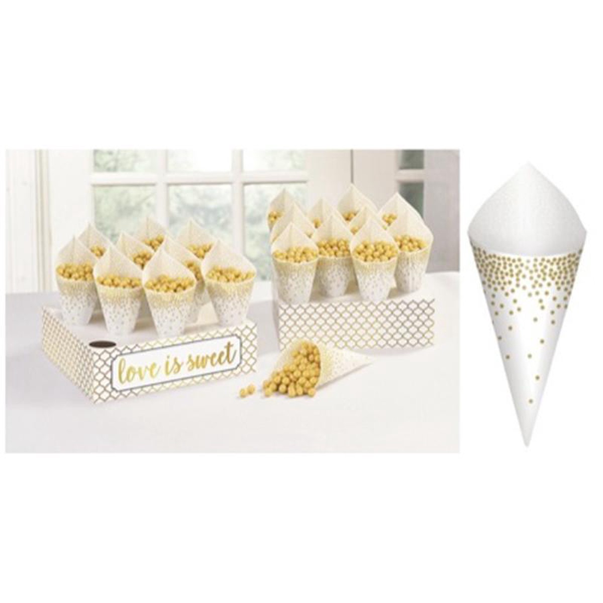 Wedding - Snack Cones With Trays 42/pkg