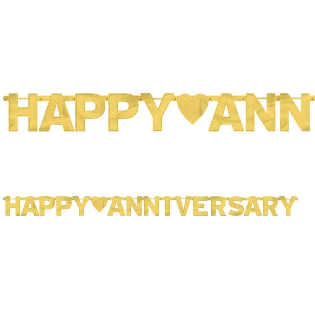 Happy Anniversary gold foil letter banner