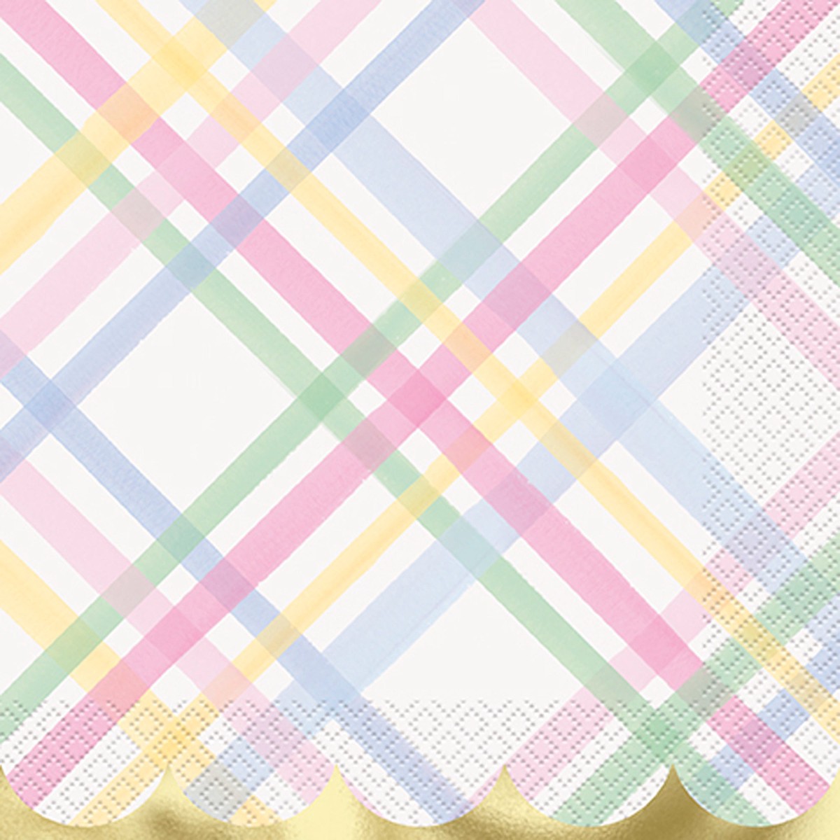 Gingham Easter Large Lunch Napkins with Foil, 16 Count