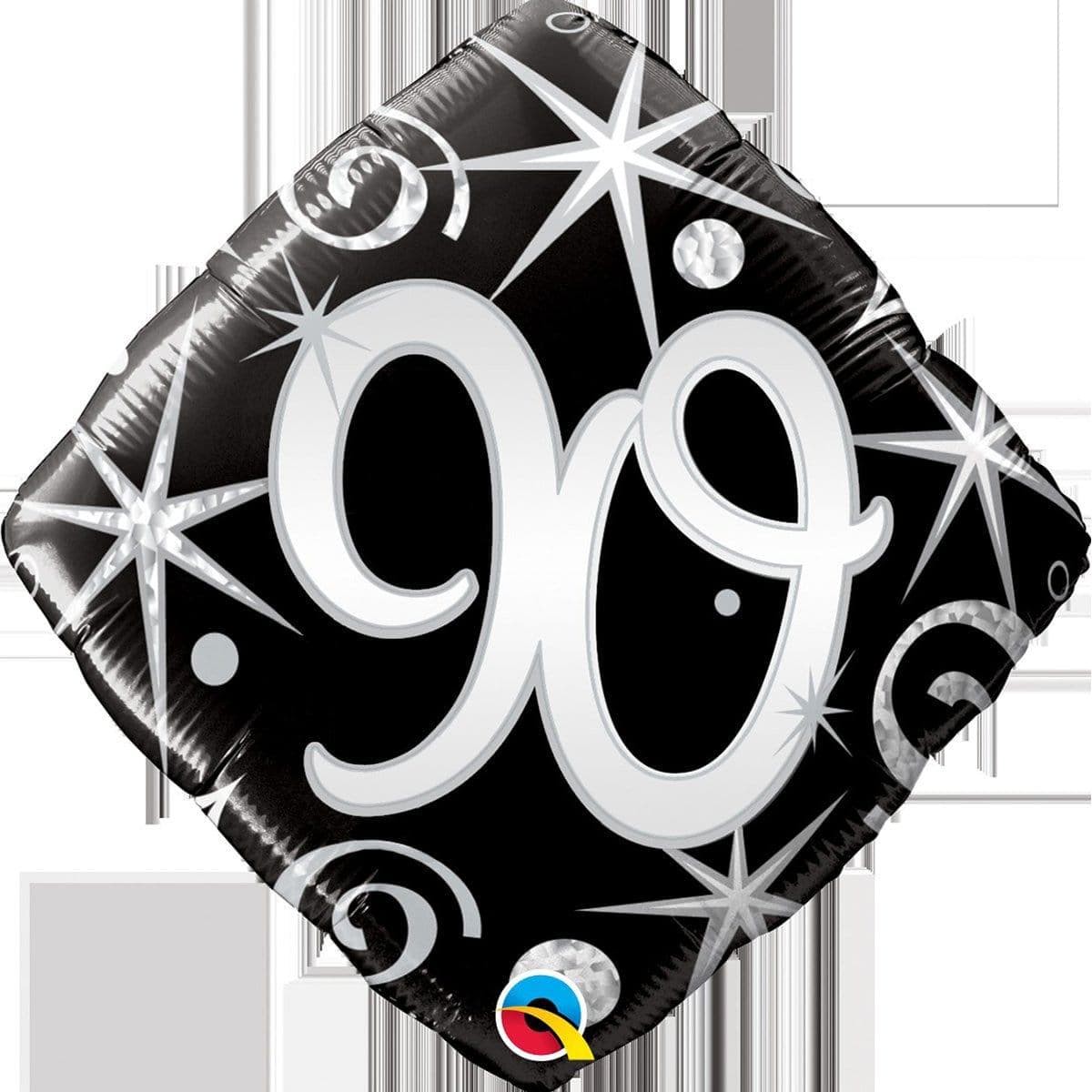 90th Birthday Black & Swirl