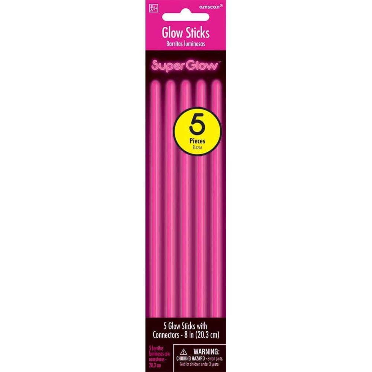 Glow Sticks - Pink 8 In. 5/pkg.