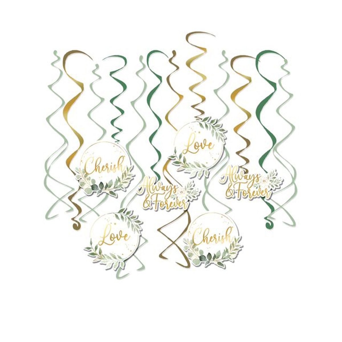 Love Always Party Spiral Decoration Kit with Cutouts, 12 Count