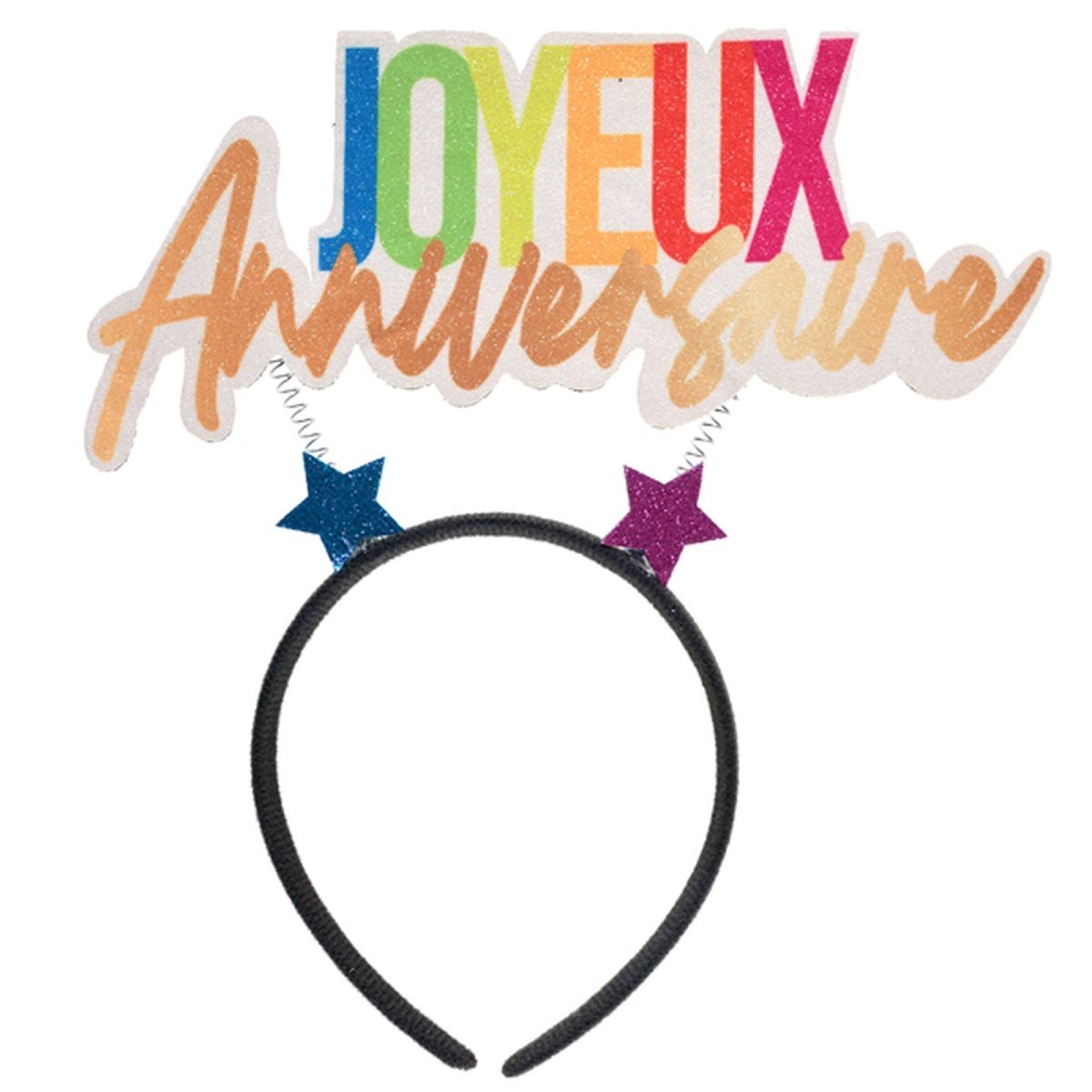 Black "Joyeux Anniversaire" Headband, 1 Count