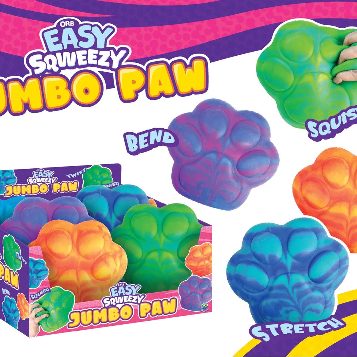 Easy Sqweezy Jumbo Paw Squishy Toy, Assortment, 1 Count