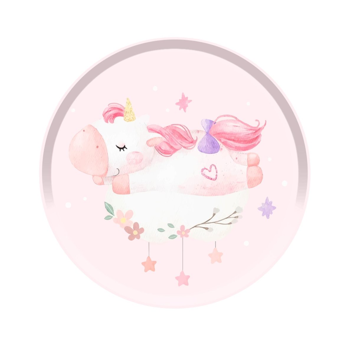 Unicorn Dreams Birthday Large Round Lunch Paper Plates, 9 Inches, 8 Count