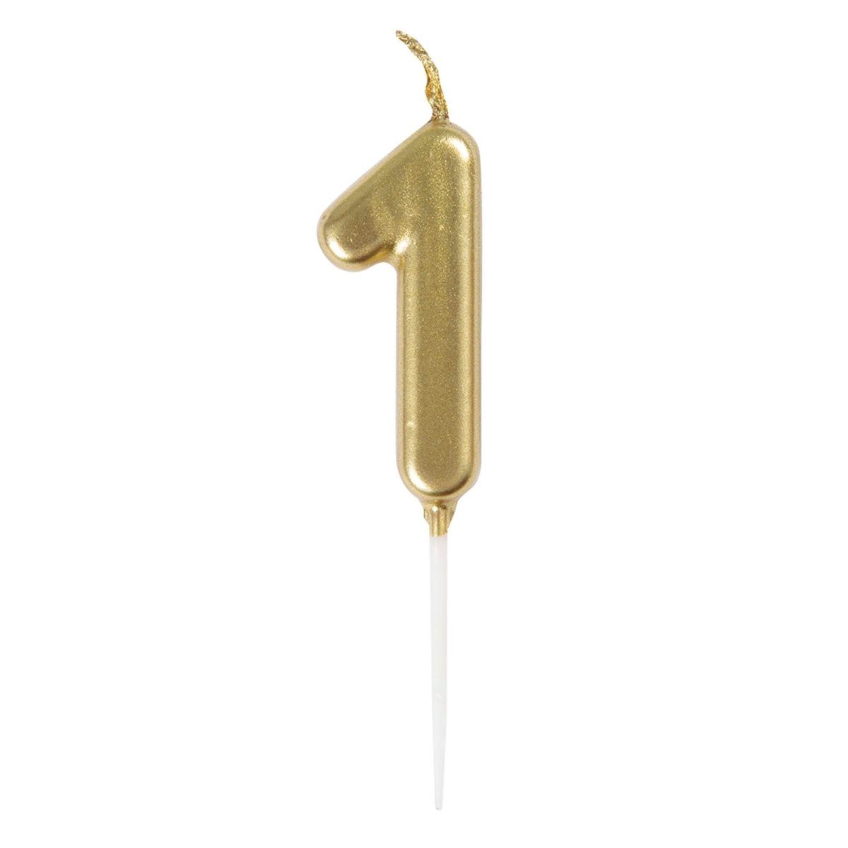 Gold Mini Number 1 Birthday Candle, 1 Count