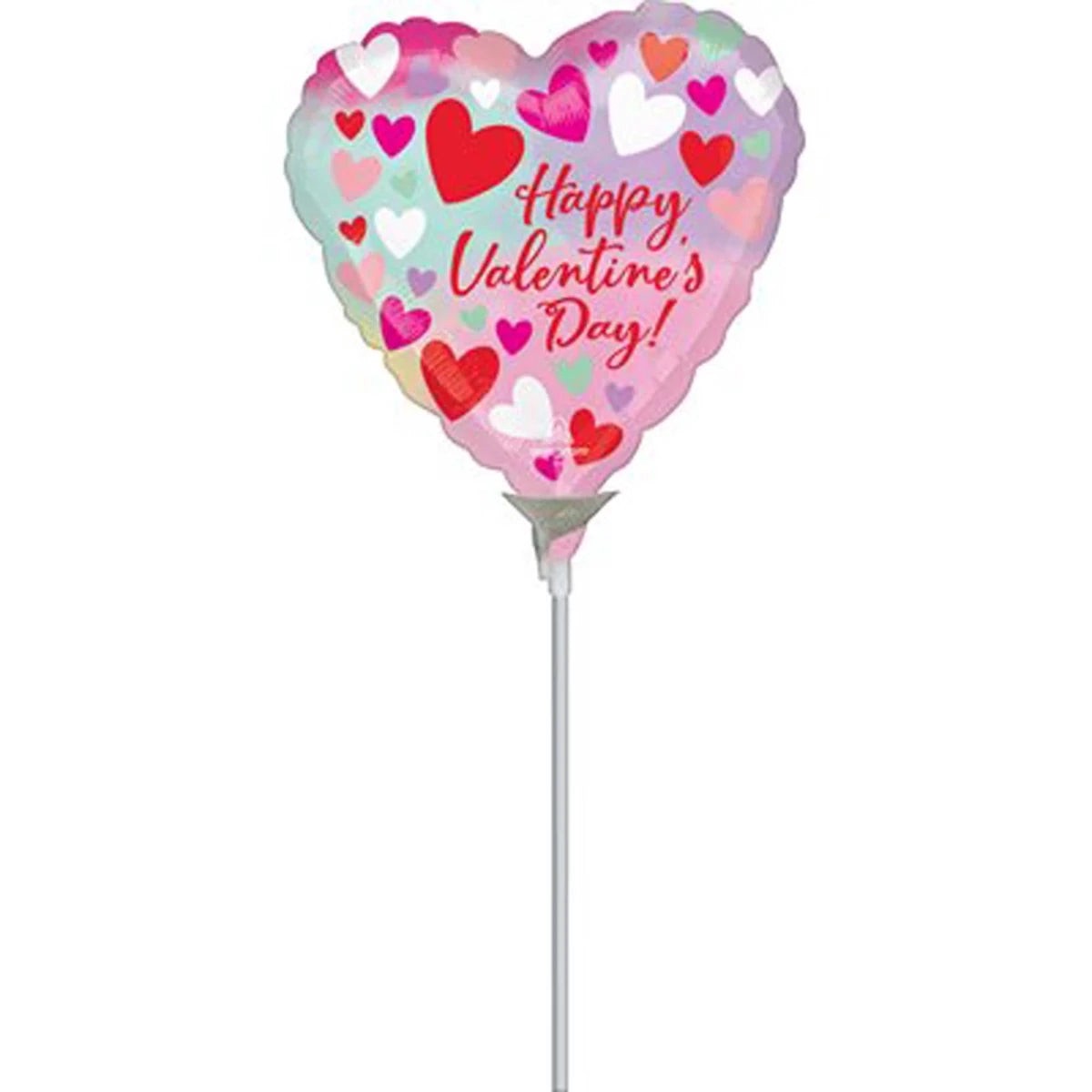 Air Filled "Happy Valentine's Day!" Pastel Colored Heart Shape Foil Balloon, 9 Inches, 1 Count