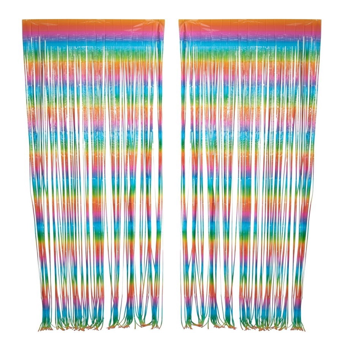 Rainbow, Macaroon Collection, Foil Fringe Curtain, 2 Count