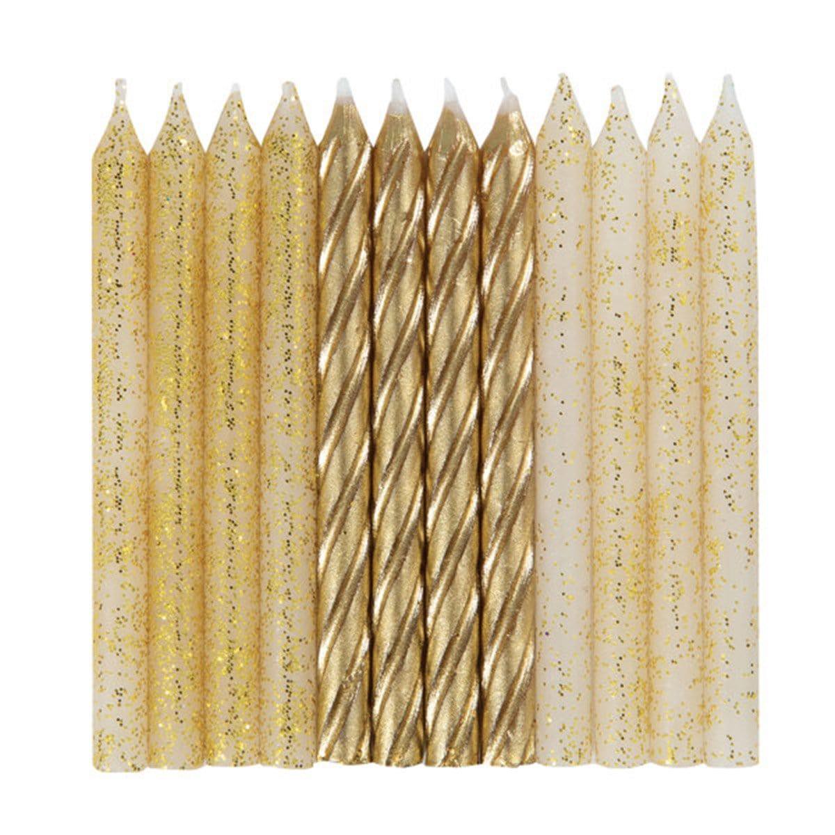 Gold Glitter Spiral Candle, 24 Count
