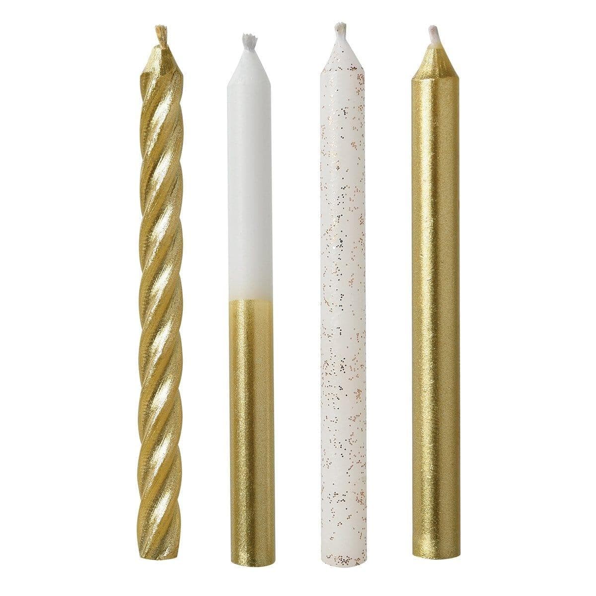 Gold Metallic Candles with Glitter, 12 Count
